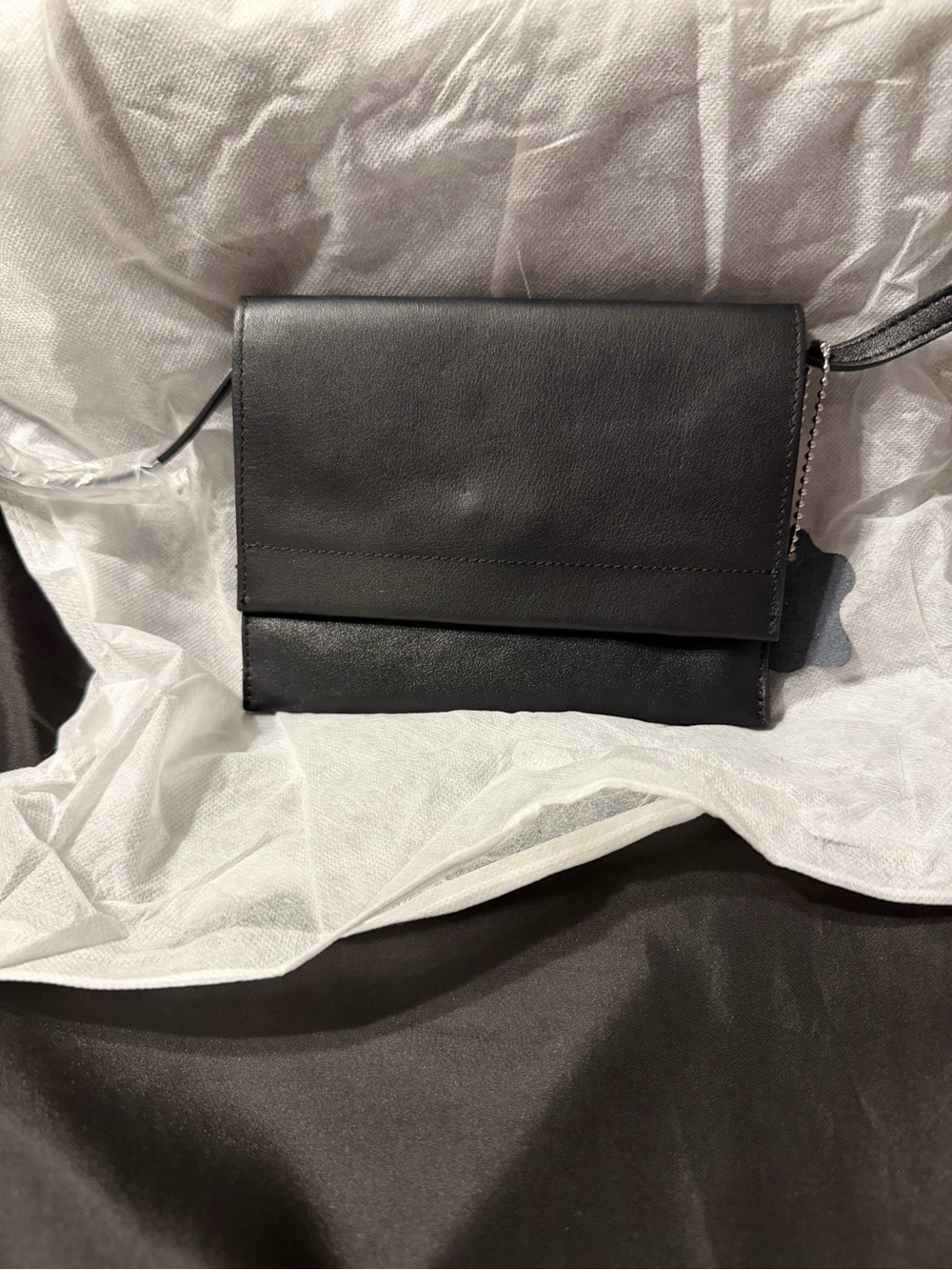Giani Bernini Black Genuine Leather Flap Crossbody Bag NWOT
